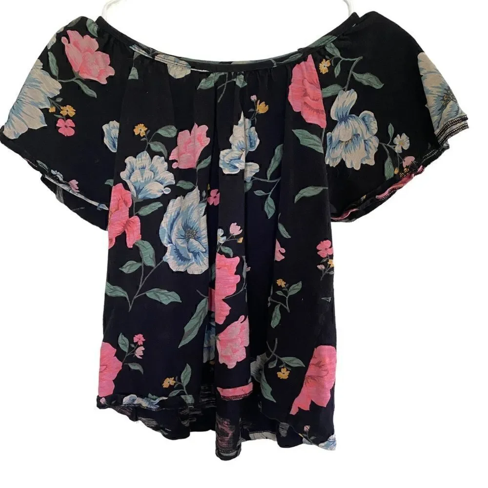Old Navy floral off the shoulder black Girls XL blouse